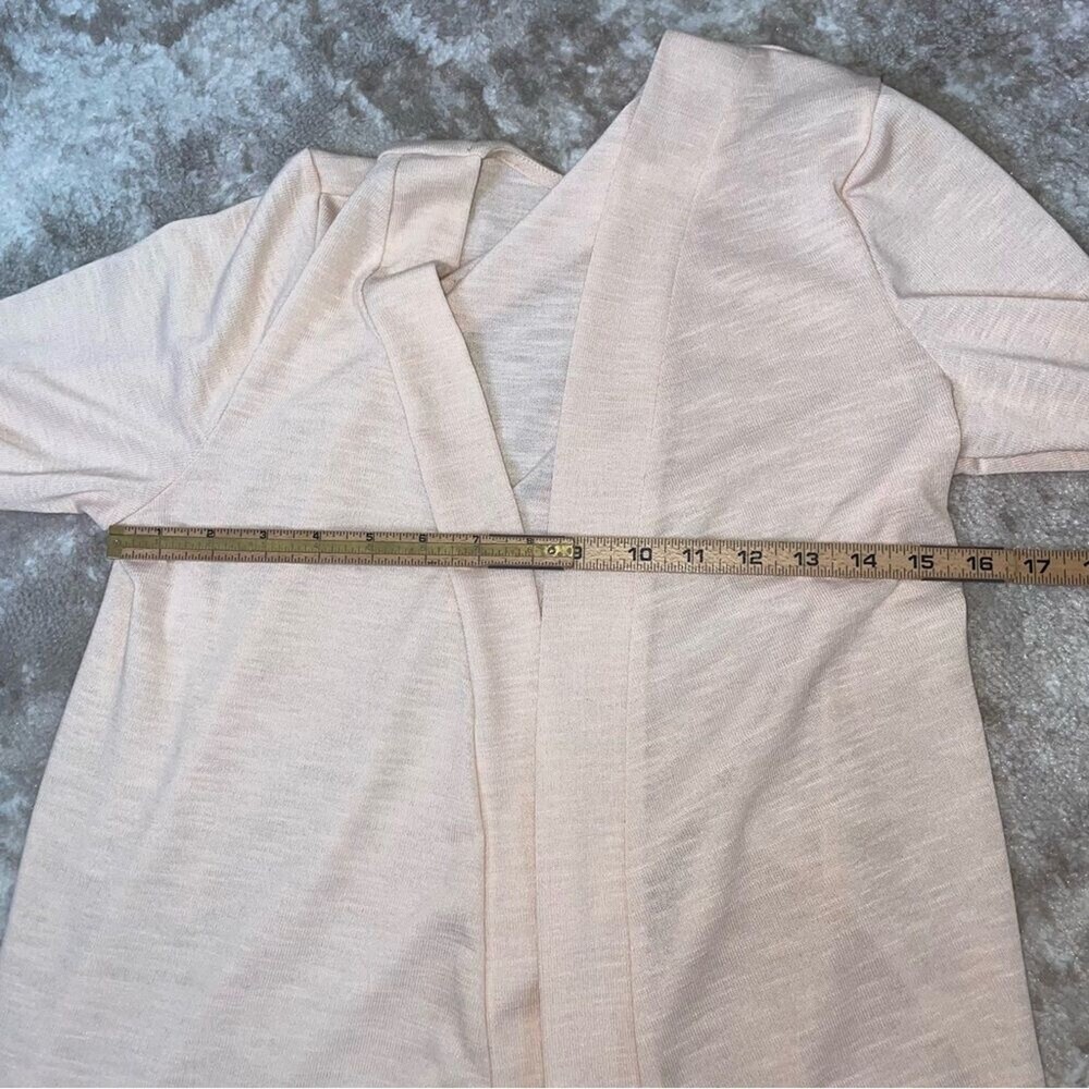 LC Lauren Conrad cream peach open front lightweight trumpet sleeve cardigan SZ M - Picture 5 of 9